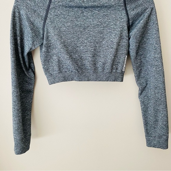 Gymshark Adapt Marl Seamless Long Sleeve Crop Top Gray - Picture 3 of 8